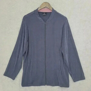Citiknits Womens Long Sleeve Zip-Up Cardigan 1X Acetate & Spandex 20PT